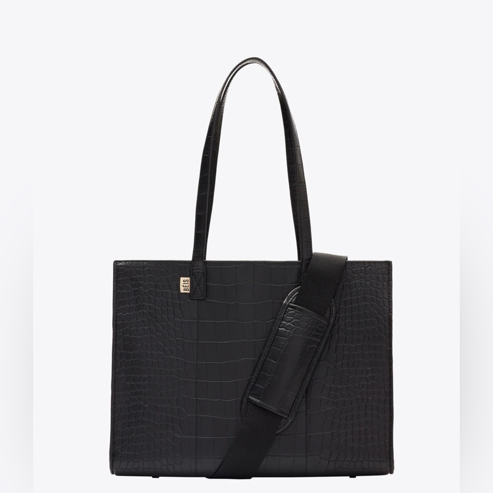 Beis The Work Tote in Black Croc